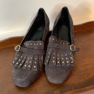 ONO Gray Leather Size 8M Tasseled Loafers